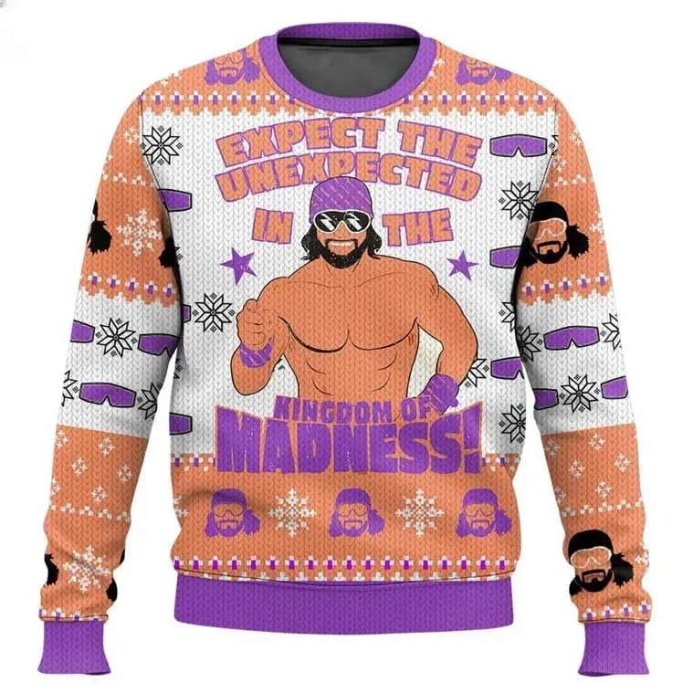 Macho Man Expect The Unexpected In The Kingdom Of Madness Ugly Sweater, Randy Savage Wrestling Christmas Sweater, Unisex Xmas Sweatshirt