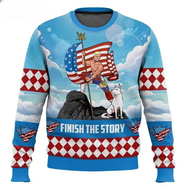 Cody Rhodes Finish The Story Ugly Sweater, WWE American Nightmare Wrestling Christmas Holiday Sweater, Unisex Xmas Sweatshirt