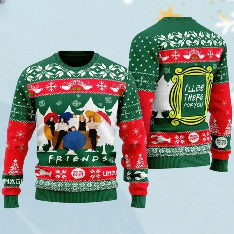 Friends Sitcom I'll Be There For You Ugly Christmas Sweater, Central Perk Holiday Sweater, Xmas Jumper For TV Show Fans