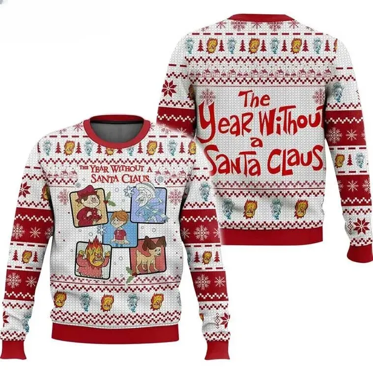 A Miser Brothers Christmas The Year Without A Santa Claus Ugly Sweater, Heat Miser Snow Miser Holiday Sweater, Retro Cartoon Xmas Jumper