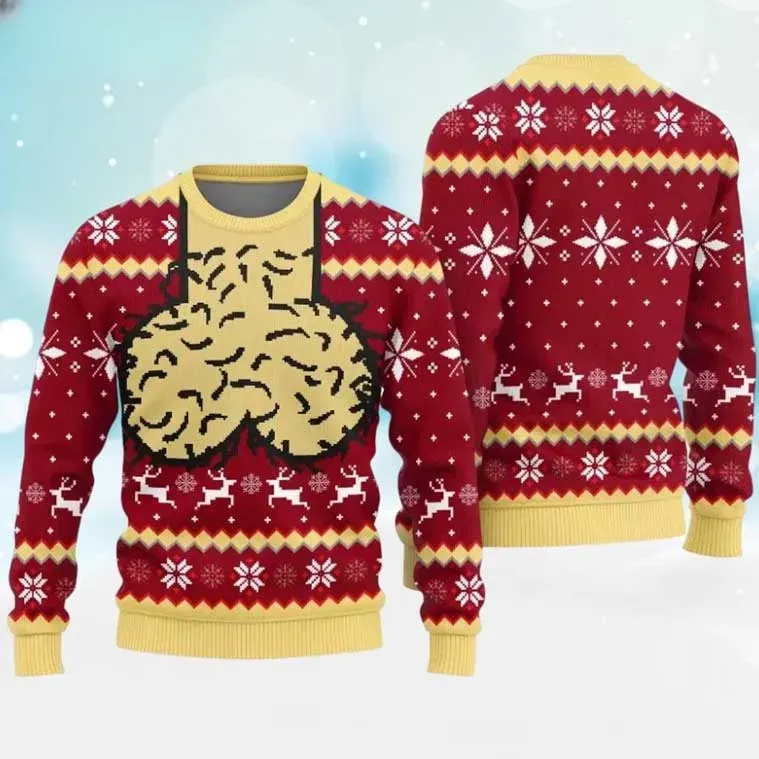 Merry Cockmas Funny Meme Dirty Ugly Christmas Sweater, Naughty Adult Humor Holiday Sweater, Red Gold Reindeer Xmas Party Gag Sweatshirt
