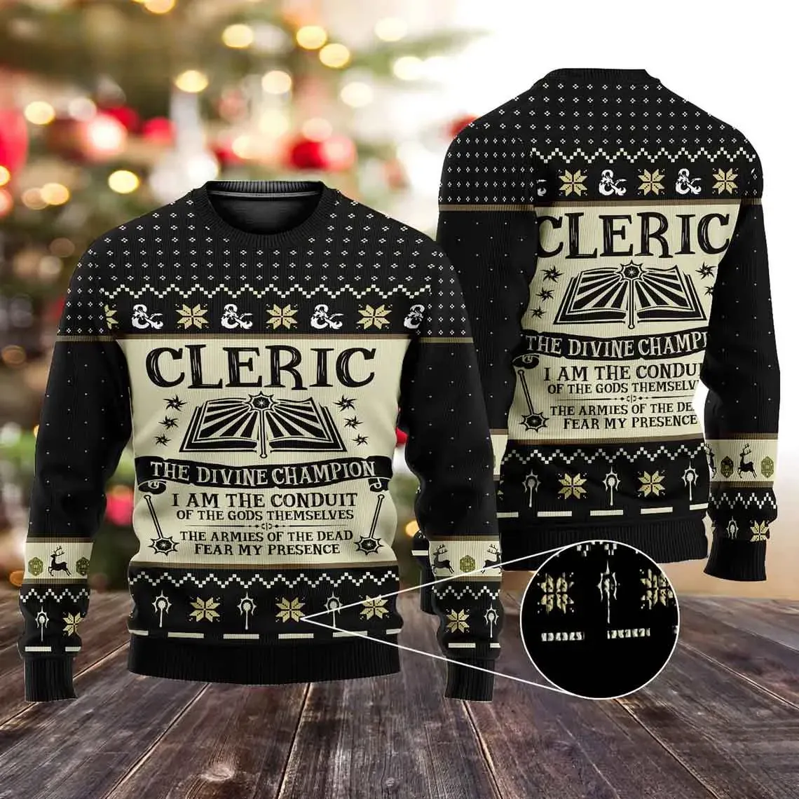 Cleric The Divine Champion Dungeons And Dragons Unisex Ugly Sweater, D&D Class Christmas Sweater, Tabletop RPG Holiday Sweater