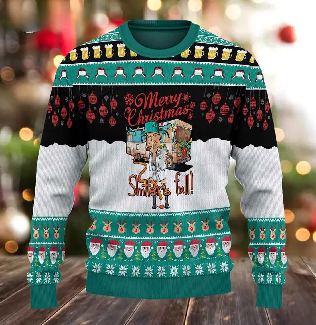 Merry Christmas Shitters Full Ugly Sweater, Funny Christmas Vacation Movie Holiday Sweater, Unisex All Over Print Xmas Party Sweatshirt