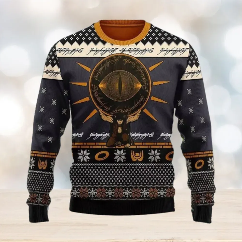 Eye of Sauron Lord of the Rings Ugly Christmas Sweater, LOTR Movie Fan Holiday Sweater, Unisex All Over Print Xmas Sweatshirt
