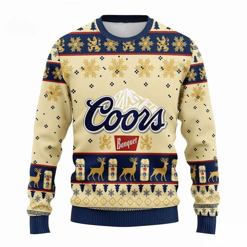 Coors Banquet Beer Ugly Christmas Sweater, Funny Beer Lover Holiday Sweater, Unisex All Over Print Xmas Party Sweatshirt
