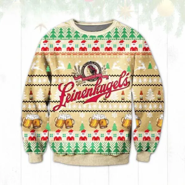 Leinenkugel Beer Ugly Christmas Sweater, Funny Beer Lover Holiday Sweater, Leinenkugel's Chippewa Falls Xmas Party Sweater