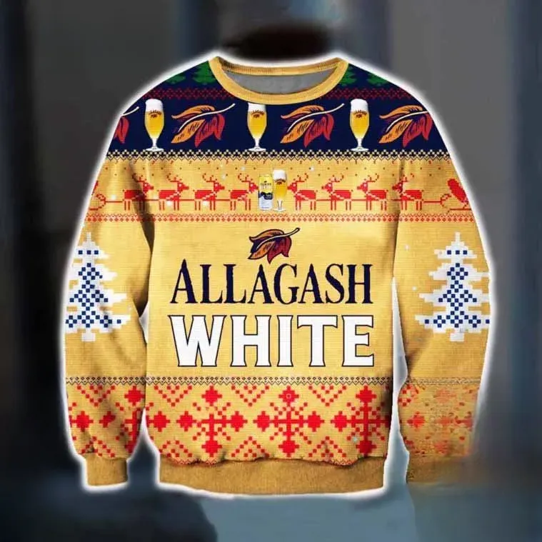 Allagash White Beer Ugly Christmas Sweater, Craft Beer Lover Holiday Sweater, All Over Print Allagash Xmas Party Sweater