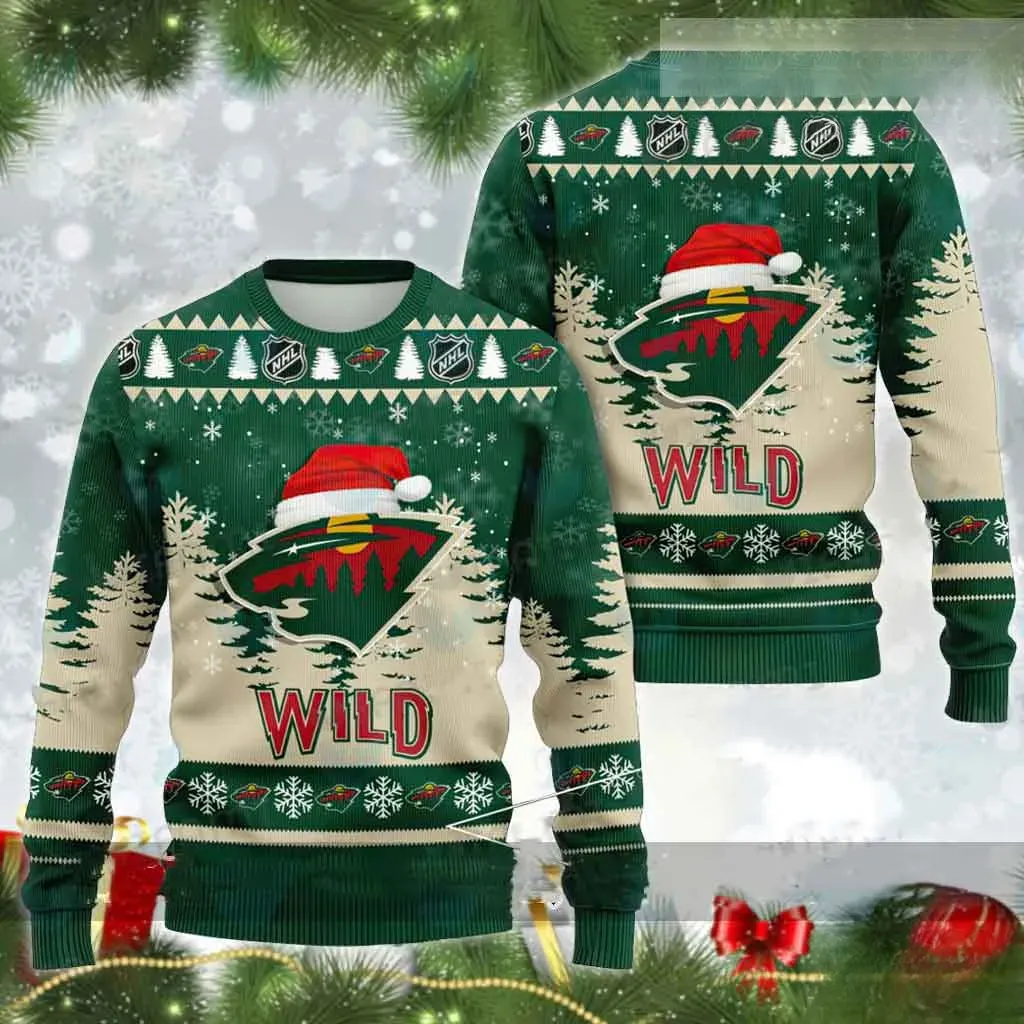 Minnesota Wild Outstanding Gift Ugly Sweater, Hockey Christmas Sweater, Minnesota Wild Hockey Xmas Sweatshirt for Wild Fans