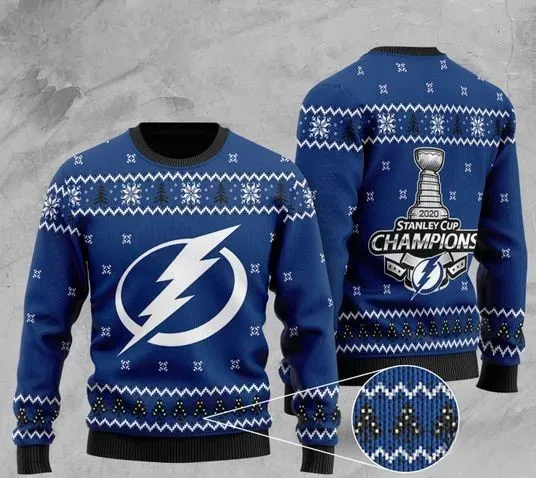 Tampa Bay Lightning Ugly Christmas Sweater, Hockey Fan Holiday Sweater, Stanley Cup Xmas Sweatshirt for Lightning Fans