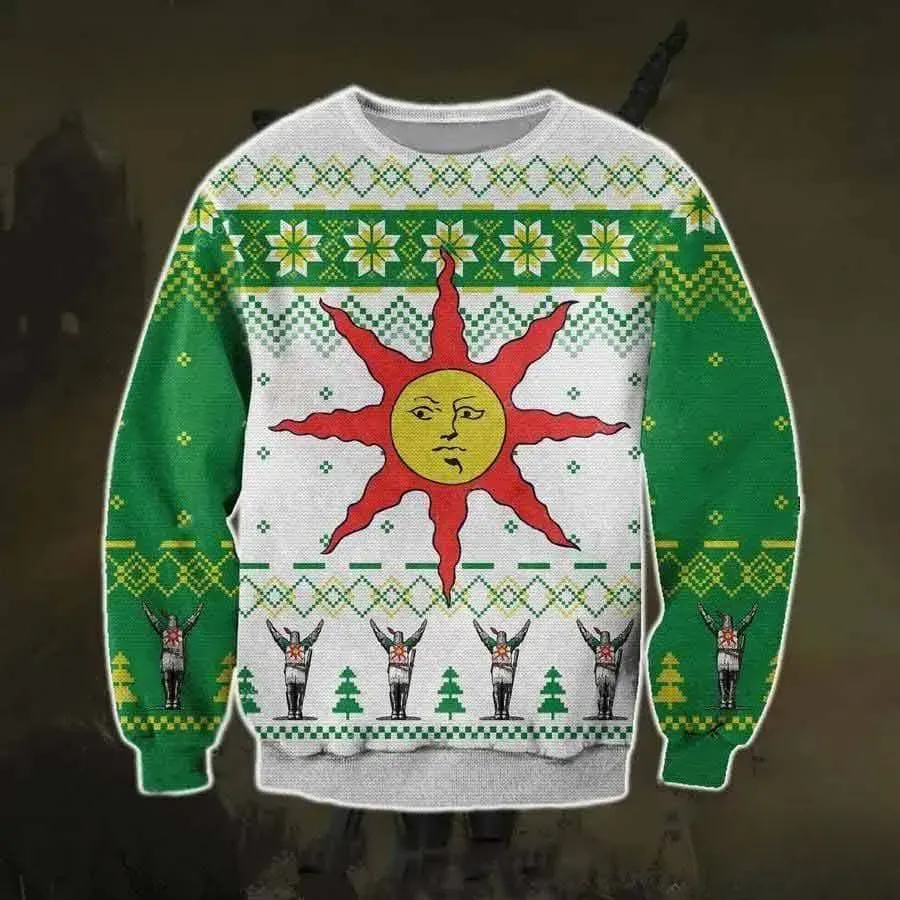 Dark Souls Solaire Of Astora Praise The Sun Ugly Sweater, Gamer Christmas Sweater, Video Game Xmas Sweatshirt for Gamers