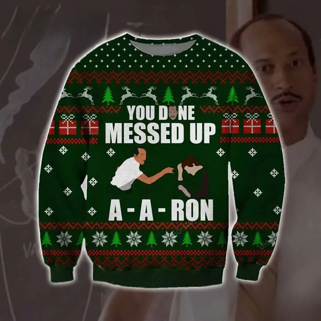 Key And Peele You Done Messed Up Aron Teacher Ugly Christmas Sweater, Funny Substitute Teacher Holiday Sweater, Xmas Sweater
