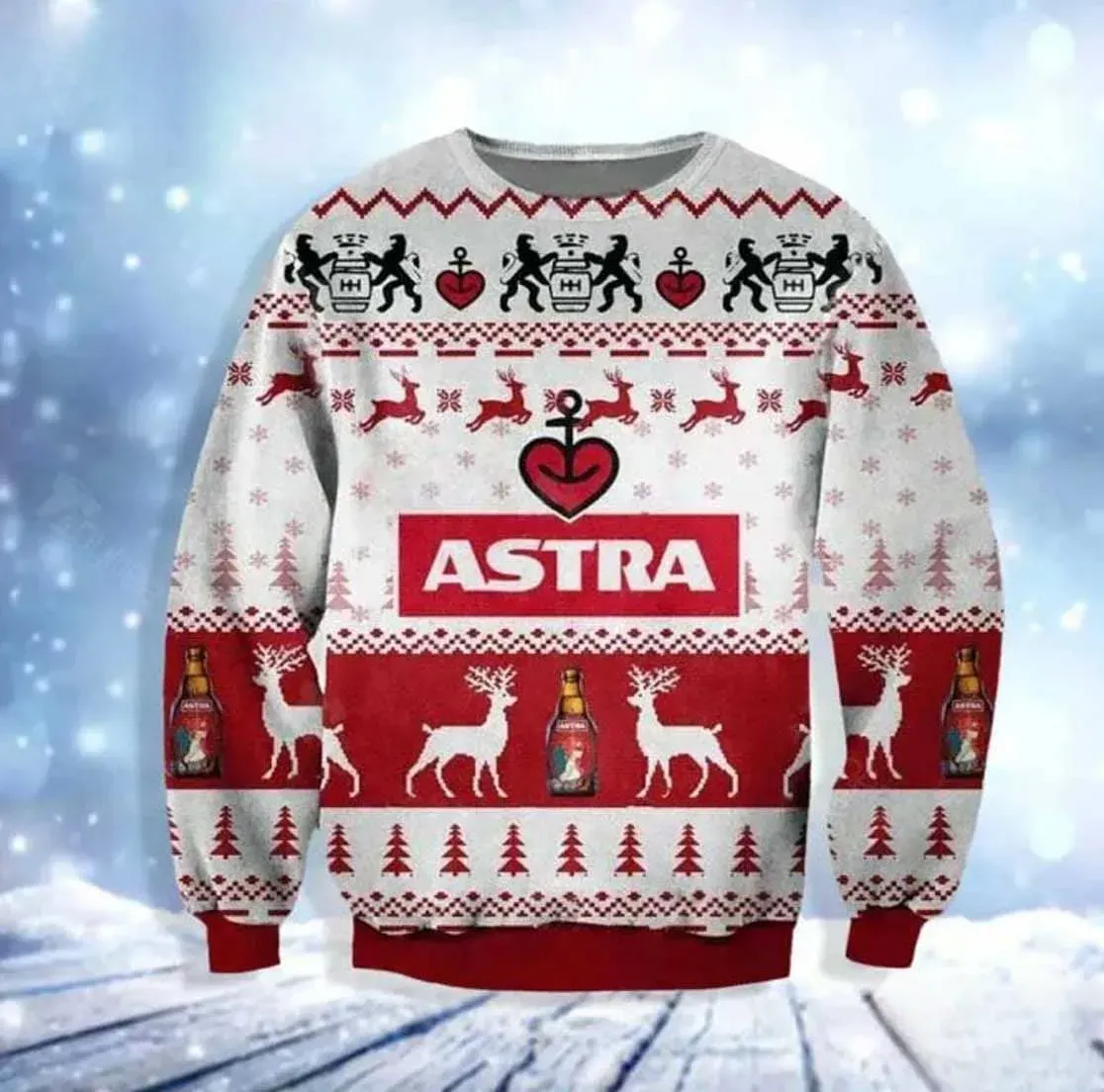 Astra Urtyp Beer Ugly Christmas Sweater, German Beer Lover Holiday Sweater, All Over Print Astra Logo Xmas Party Sweater