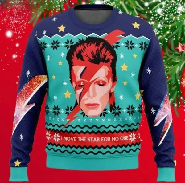 David Bowie I Move The Star For No One Ugly Christmas Sweater, Labyrinth Holiday Sweater, Music Xmas Sweater for Bowie Fans