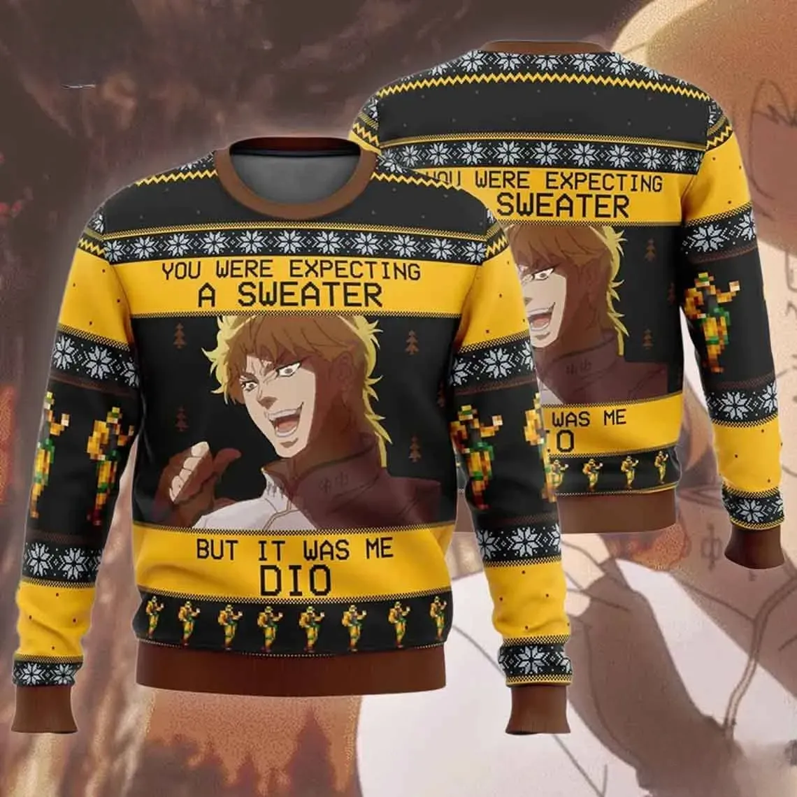 Dio Jojo's Bizarre Adventures Ugly Christmas Sweater, You Were Expecting A Sweater Anime Holiday Sweater, Xmas Sweater for JoJo Fans