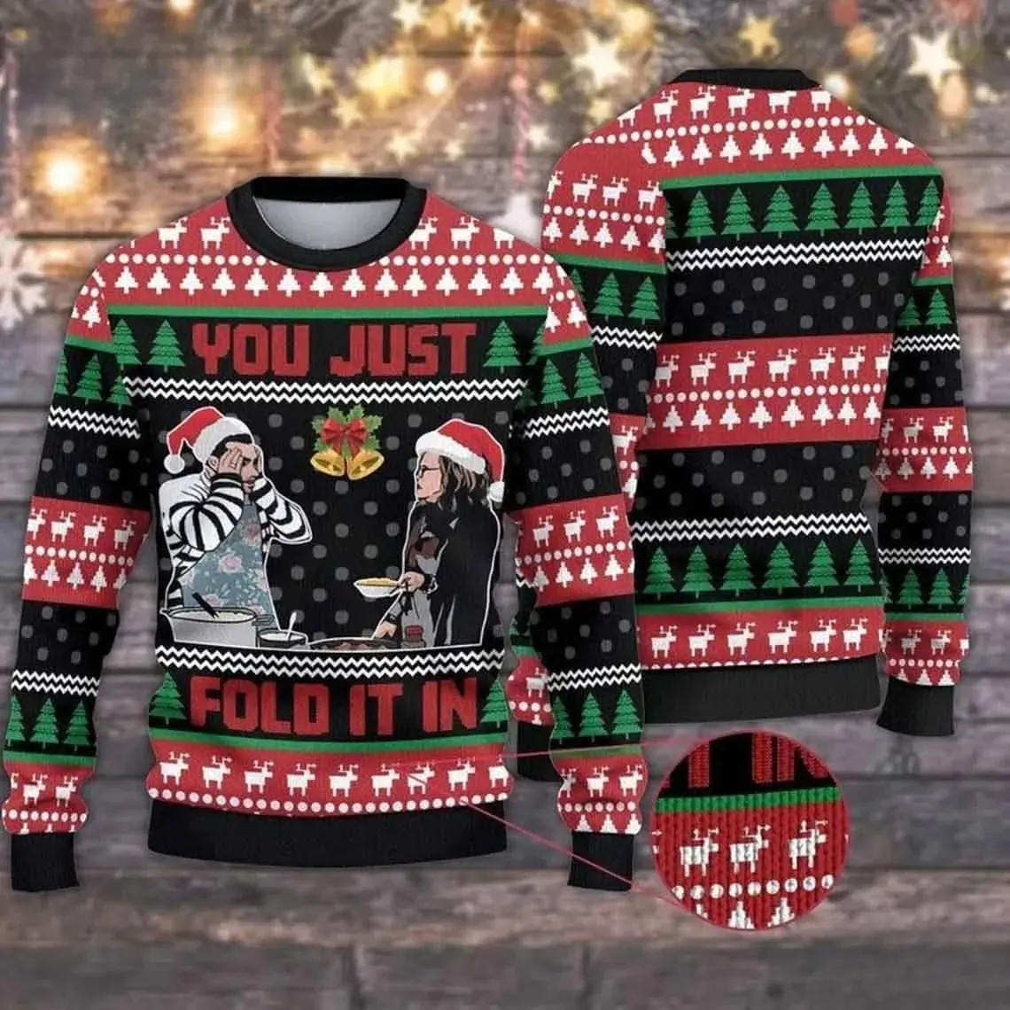 Schitt's Creek You Just Fold It In Ugly Sweater, David and Moira Rose Christmas Holiday Sweater, Unisex TV Show Xmas Sweatshirt