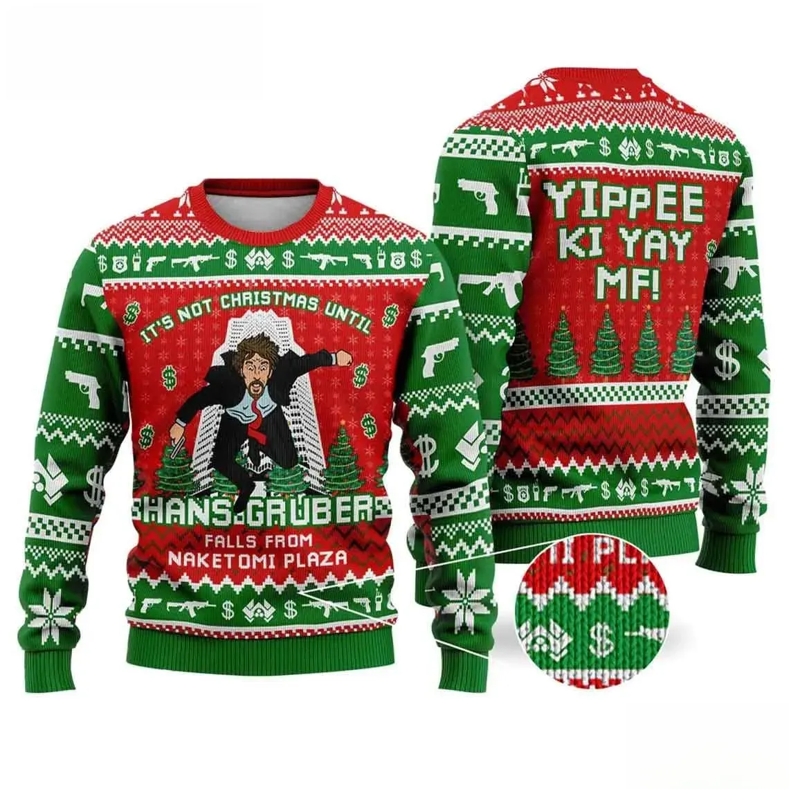 Nakatomi Plaza Hans Gruber Die Hard Ugly Sweater, Funny Christmas Movie Holiday Sweater, Xmas Sweatshirt for Die Hard Fans