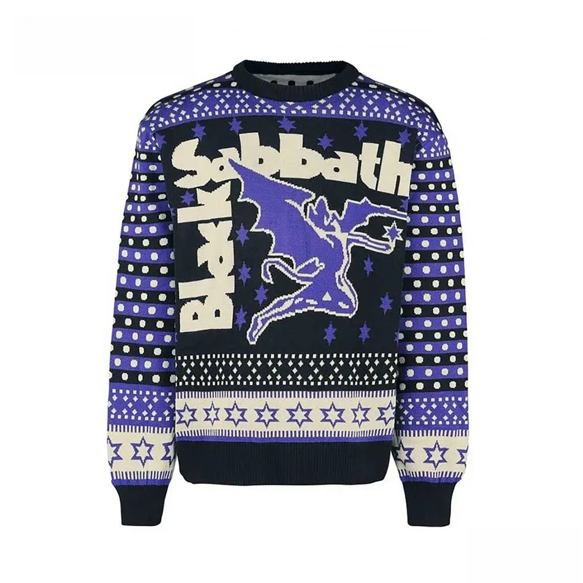 Black Sabbath Band Ugly Christmas Sweater, Henry Winged Demon Logo Heavy Metal Holiday Sweater, Unisex Rock Music Xmas Sweatshirt