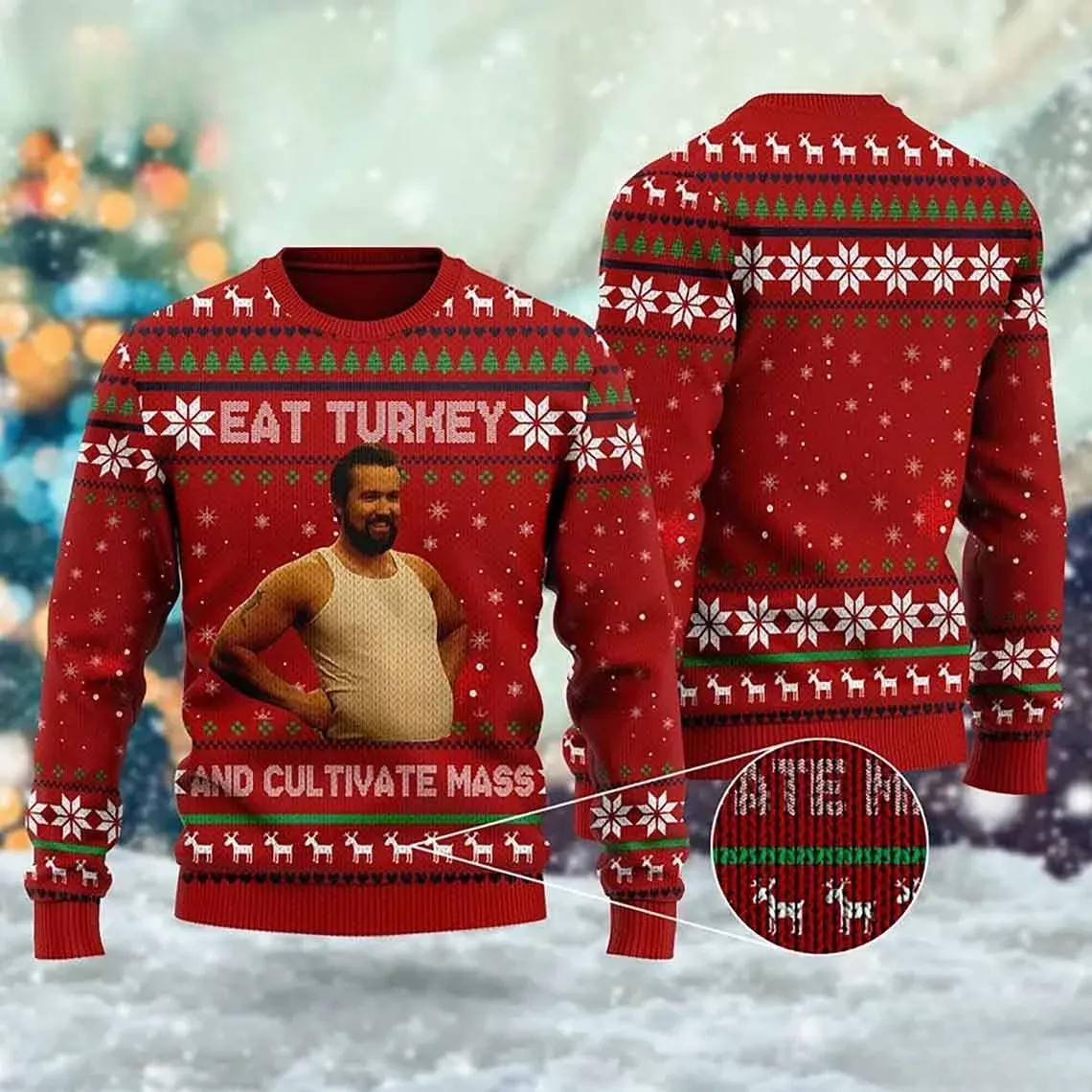 Eat Turkey And Cultivate Mass Mac Quote Ugly Christmas Sweater, It's Always Sunny in Philadelphia Funny Holiday Sweater, Unisex Xmas Top