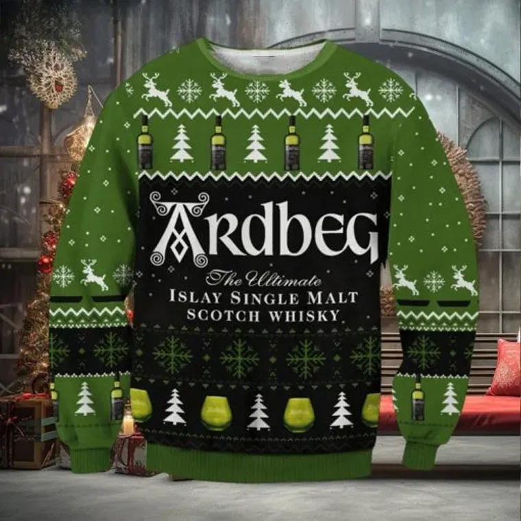 Ardbeg Scotch Whisky Christmas Ugly Sweater, Funny Whisky Lover Holiday Sweater, Islay Single Malt Xmas Party Sweatshirt