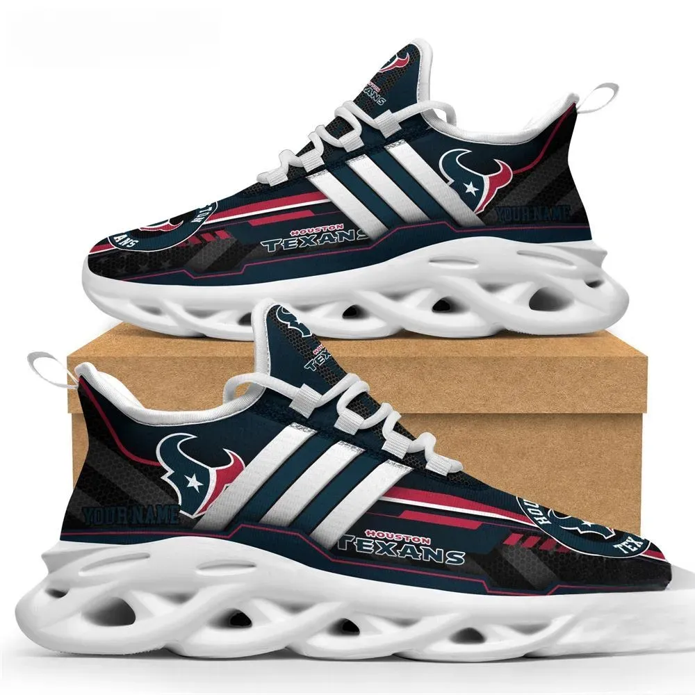 Personalized NFL Houston Texans Max Soul Shoes, Custom Name Football Sneakers, Texans Fan Running Shoes, Game Day Gift for Men and Women