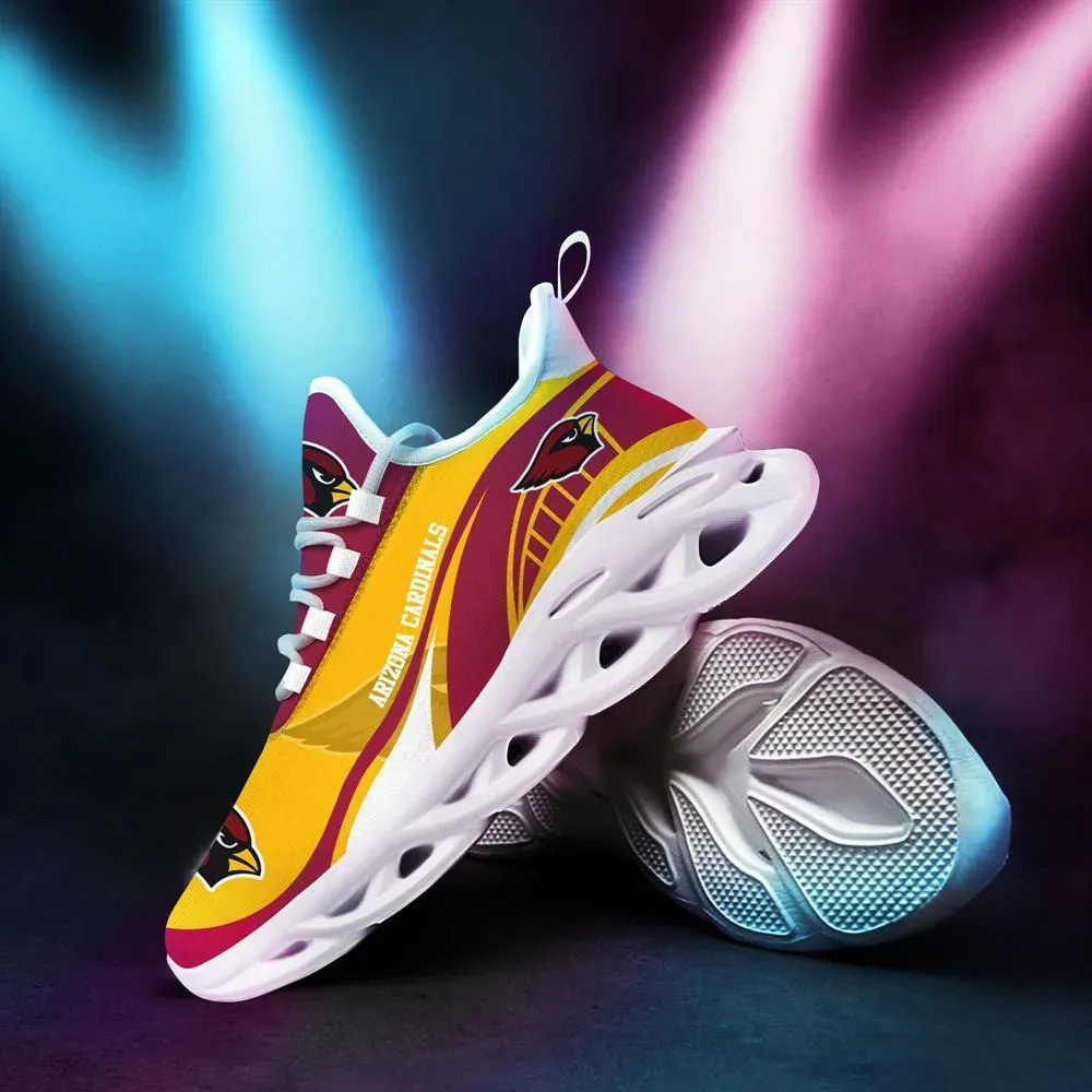 NFL Arizona Cardinals Max Soul Shoes, Maroon Yellow Football Fan Sneakers, Lace-Up Walking Trainers, Game Day Gift for Men Women