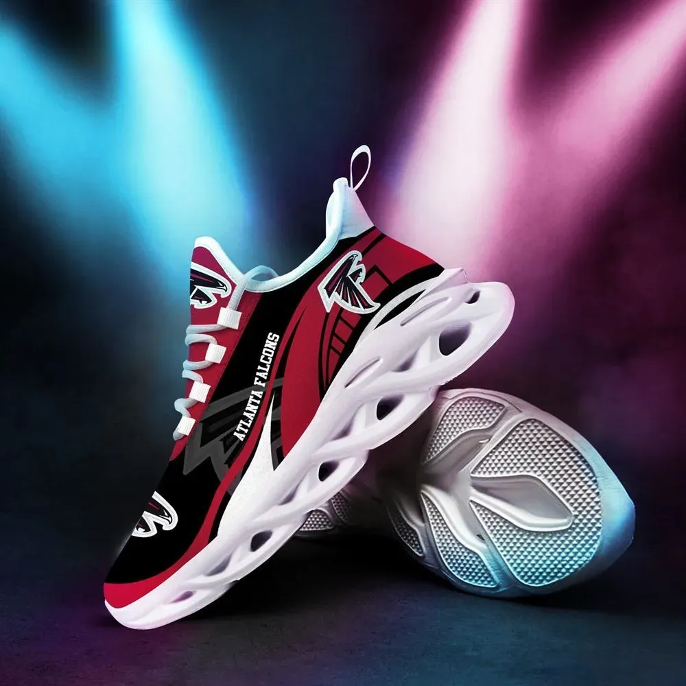 NFL Atlanta Falcons Max Soul Shoes, Red Black Football Fan Sneakers, Lightweight Running Trainers, Game Day Gift for Him Her