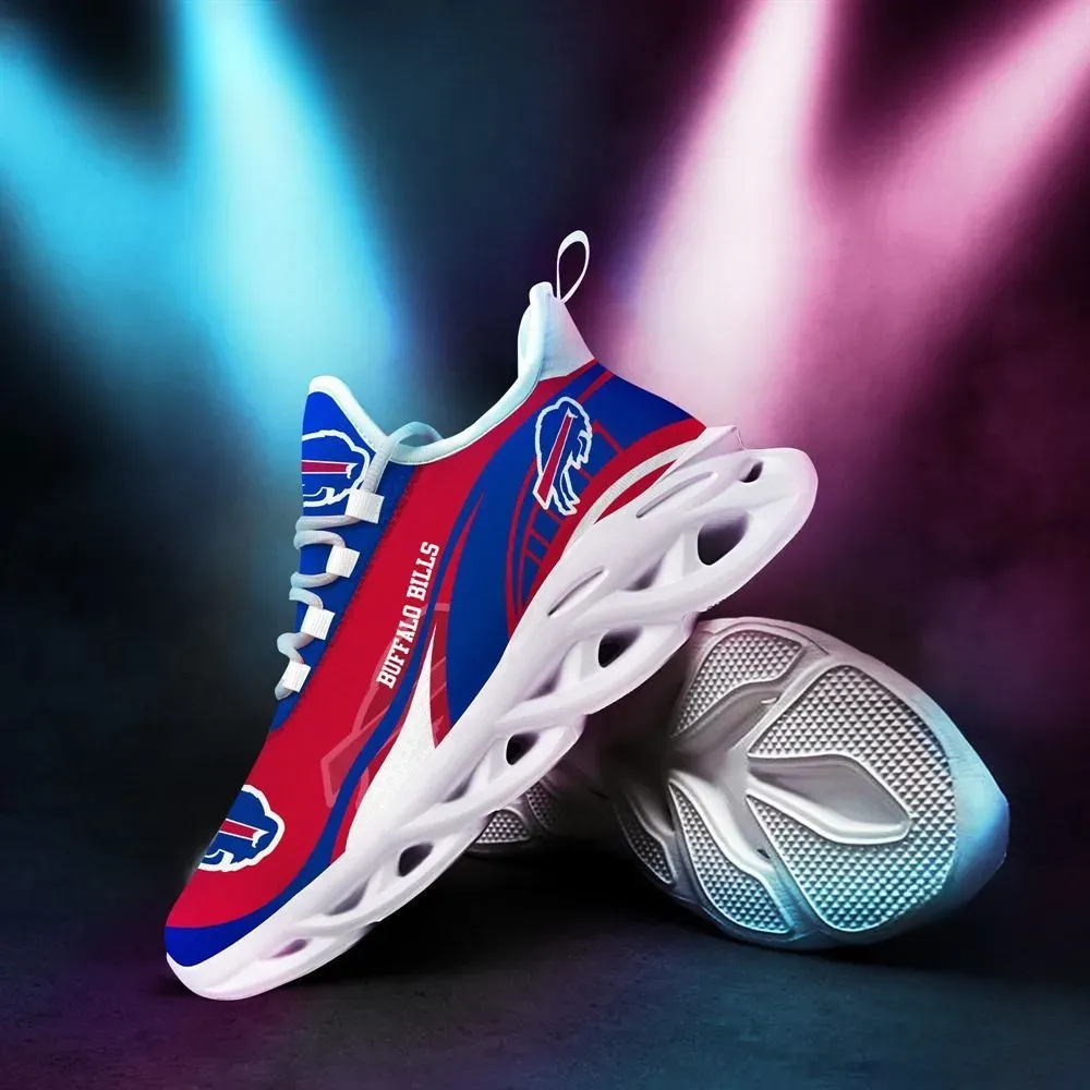 NFL Buffalo Bills Max Soul Shoes, Royal Blue and Red Football Fan Sneakers, Orchard Park Game Day Running Trainers, Lace-Up Kicks