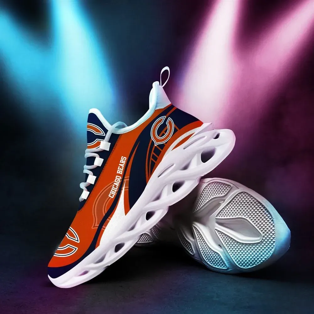 NFL Chicago Bears Max Soul Shoes, Navy Orange Football Fan Sneakers, Chunky Sole Walking Trainers, Game Day Gift for Dad Mom