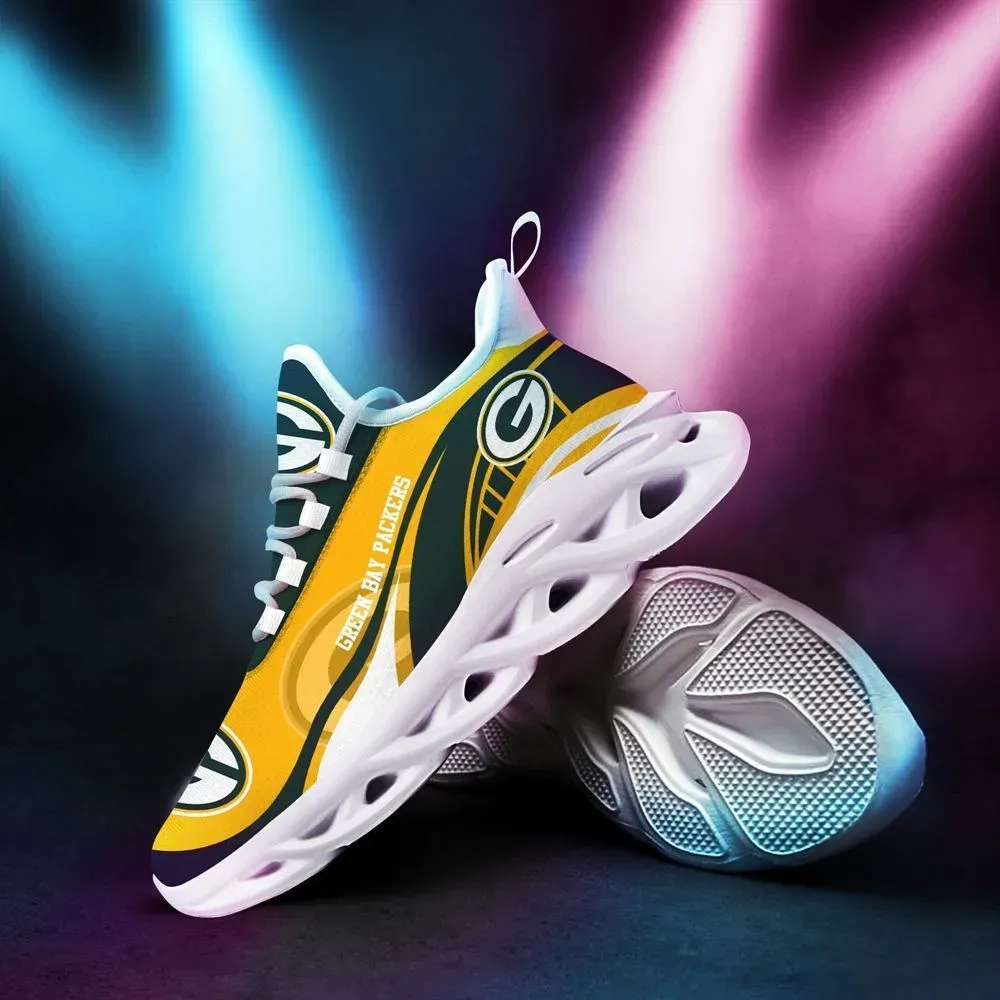 NFL Green Bay Packers Max Soul Shoes, Dark Forest and Gold Football Fan Sneakers, Lace-Up Running Trainers, Game Day Gift for Men Women