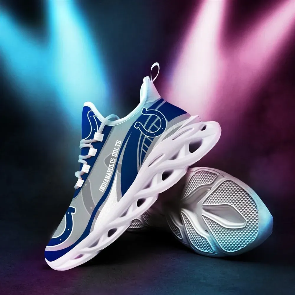 NFL Indianapolis Colts Sneaker Max Soul Shoes, Royal Blue Horseshoe Football Fan Running Trainers, Game Day Gift for Men and Women