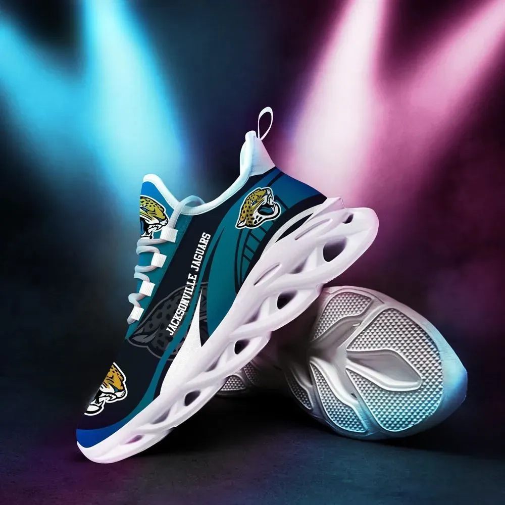 NFL Jacksonville Jaguars Sneaker Max Soul Shoes, Teal and Black Football Fan Running Trainers, Duval Game Day Gift for Men and Women