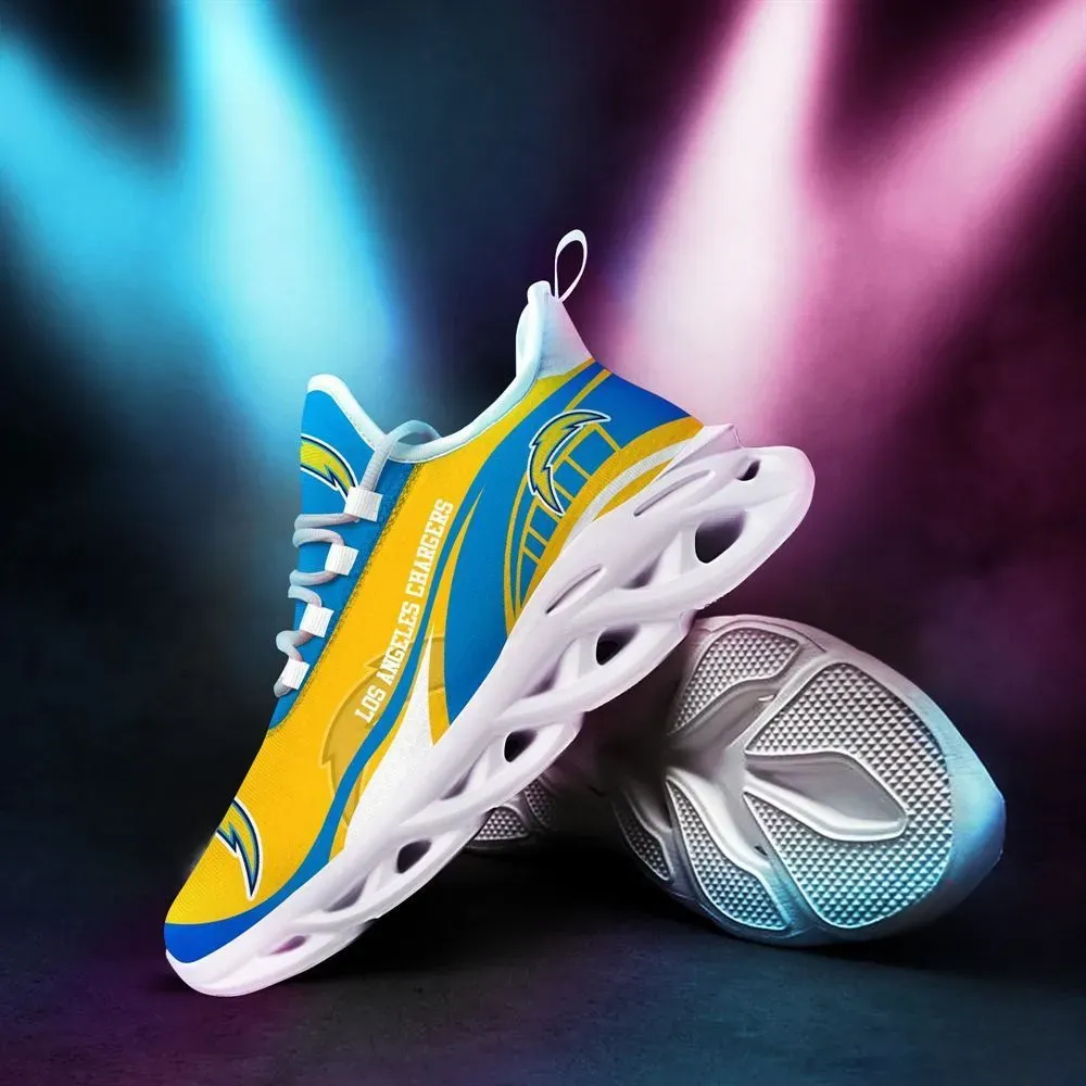 NFL Los Angeles Chargers Max Soul Shoes, Powder Blue Gold Football Fan Sneakers, Lace-Up Walking Trainers, Game Day Gift for Him Her