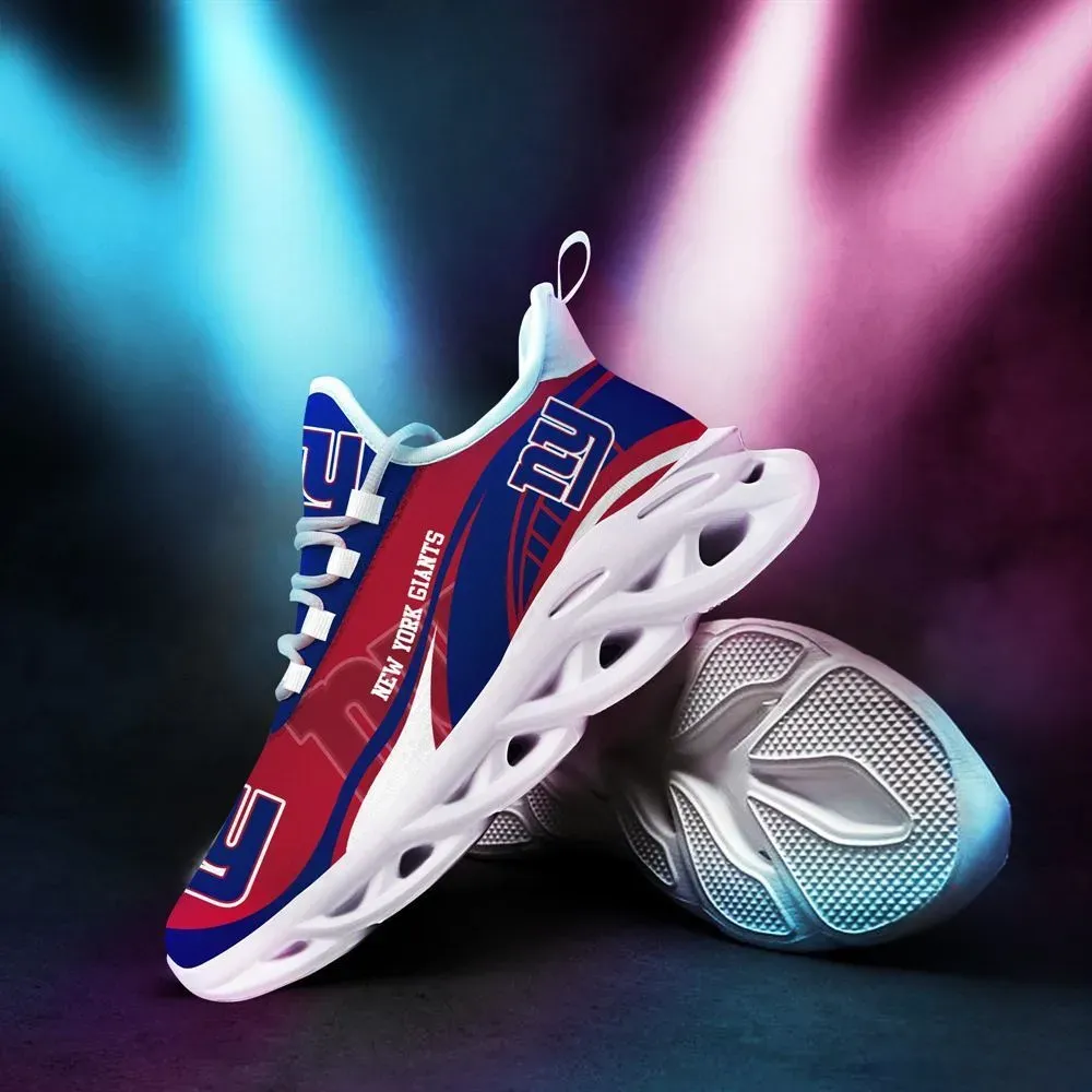 NFL New York Giants Max Soul Shoes, Royal Blue Red Football Fan Sneakers, Chunky Lace-Up Walking Trainers, Game Day Gift for Him