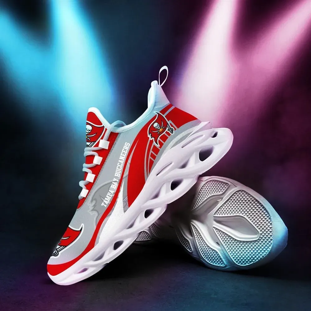 NFL Tampa Bay Buccaneers Max Soul Shoes, Red Pewter Football Fan Sneakers, Chunky Sole Lace-Up Trainers, Game Day Gift for Men Women