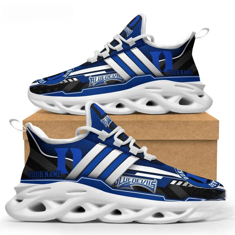 Personalized Duke Blue Devils Max Soul Shoes, Custom Name NCAA College Basketball Fan Sneakers, Game Day Lace-Up Gift for Students and Alumni