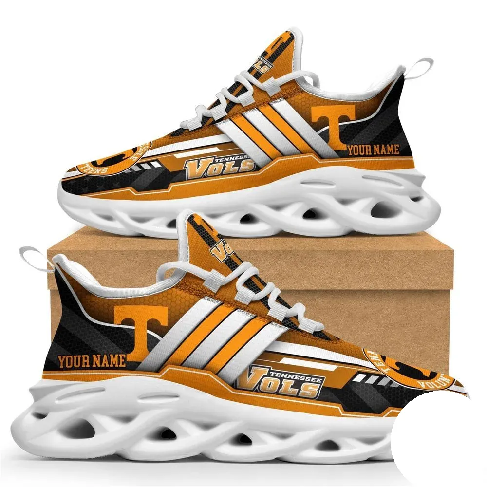 Personalized Tennessee Volunteers Max Soul Shoes, Custom Name NCAA College Football Sneakers, Orange and White Vols Running Trainers