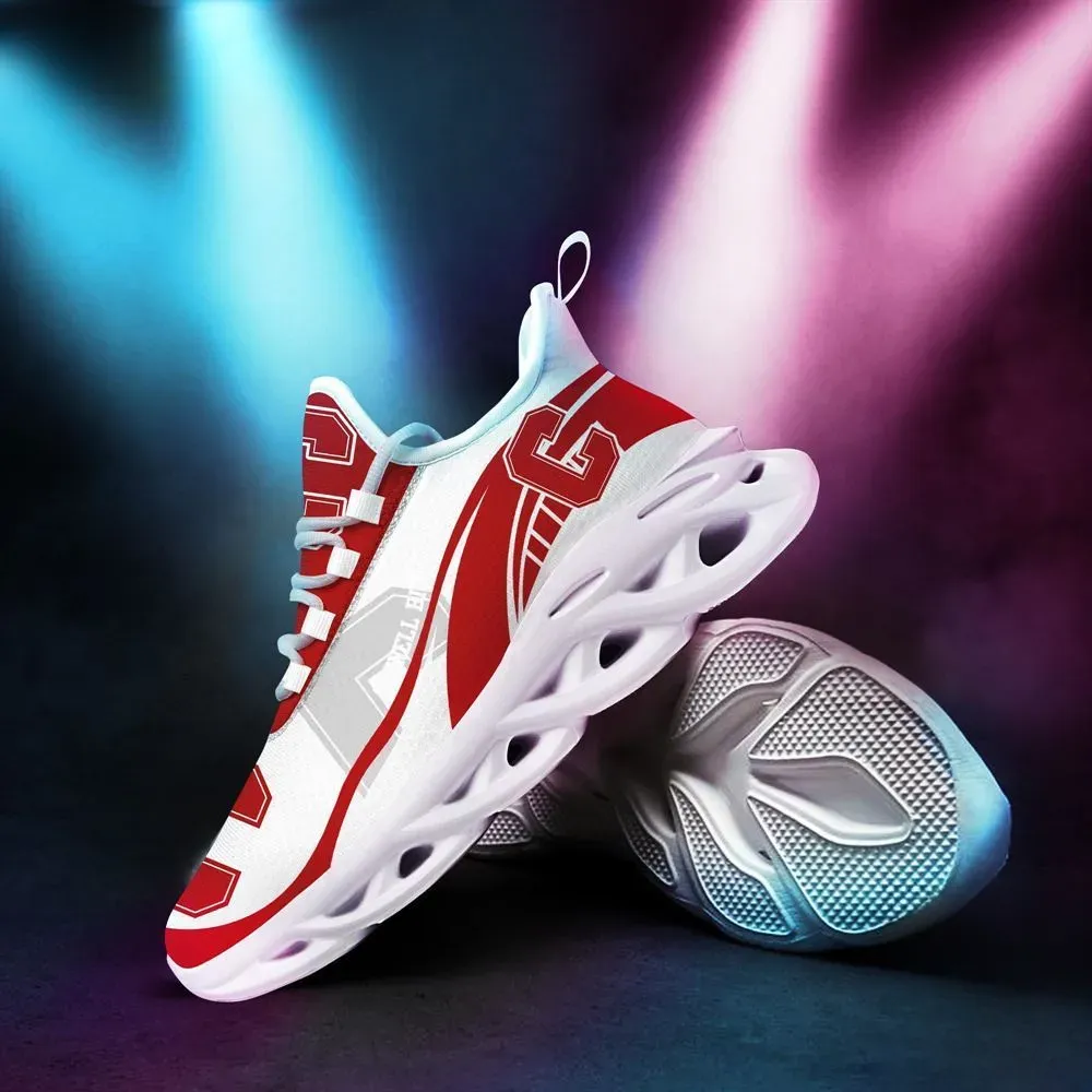 Cornell Big Red NCAA Max Soul Shoes, Carnelian and White College Sneakers, Ivy League Fan Lace-Up Running Trainers for Men and Women