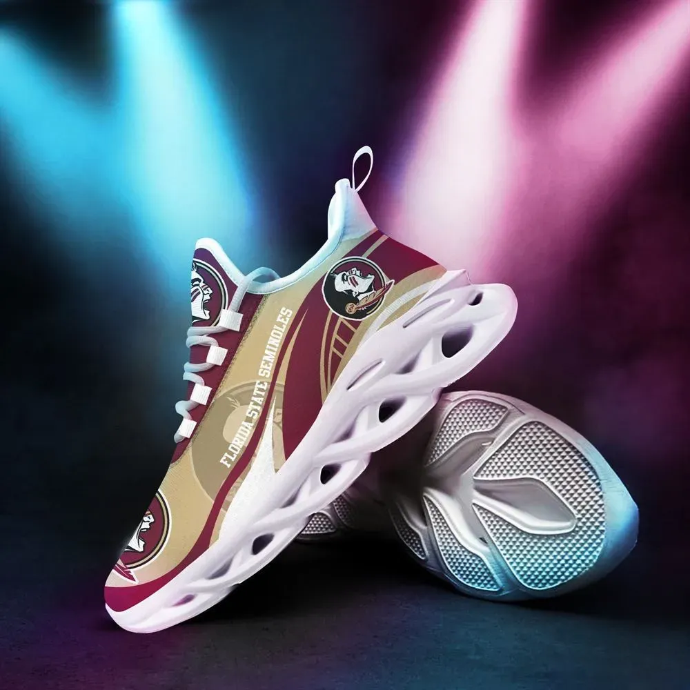 Florida State Seminoles NCAA Max Soul Shoes, Garnet and Gold College Football Sneakers, Noles Fan Lace-Up Running Trainers for Men and Women