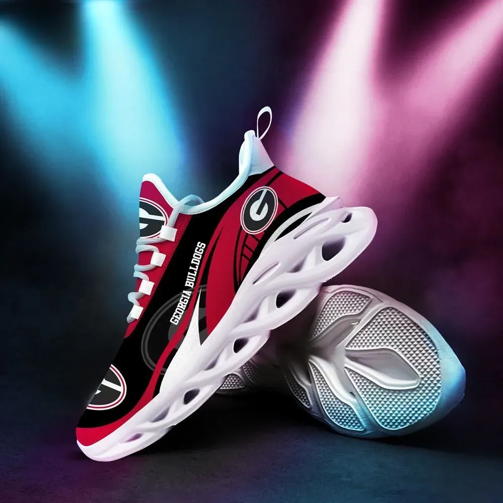 Georgia Bulldogs Max Soul Shoes, NCAA UGA College Football Fan Sneakers, Red and Black Lace-Up Trainers for Game Day Gift