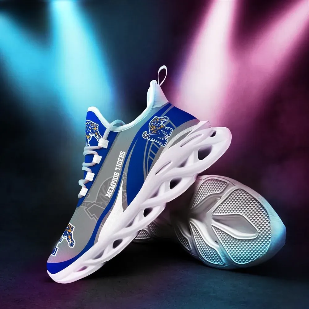 Memphis Tigers NCAA Max Soul Shoes, Royal Blue and Grey College Basketball Sneakers, Fan Running Trainers for Men and Women, Gift Idea