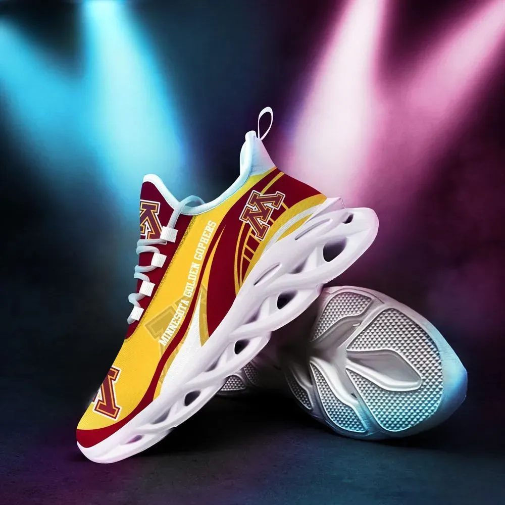 Minnesota Golden Gophers Max Soul Shoes, NCAA College Football Fan Sneakers, Maroon and Gold Lace-Up Trainers, Ski-U-Mah Gift