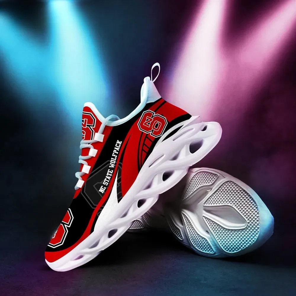 NC State Wolfpack Max Soul Shoes, NCAA North Carolina College Football Fan Sneakers, Red and Black Lace-Up Running Trainers