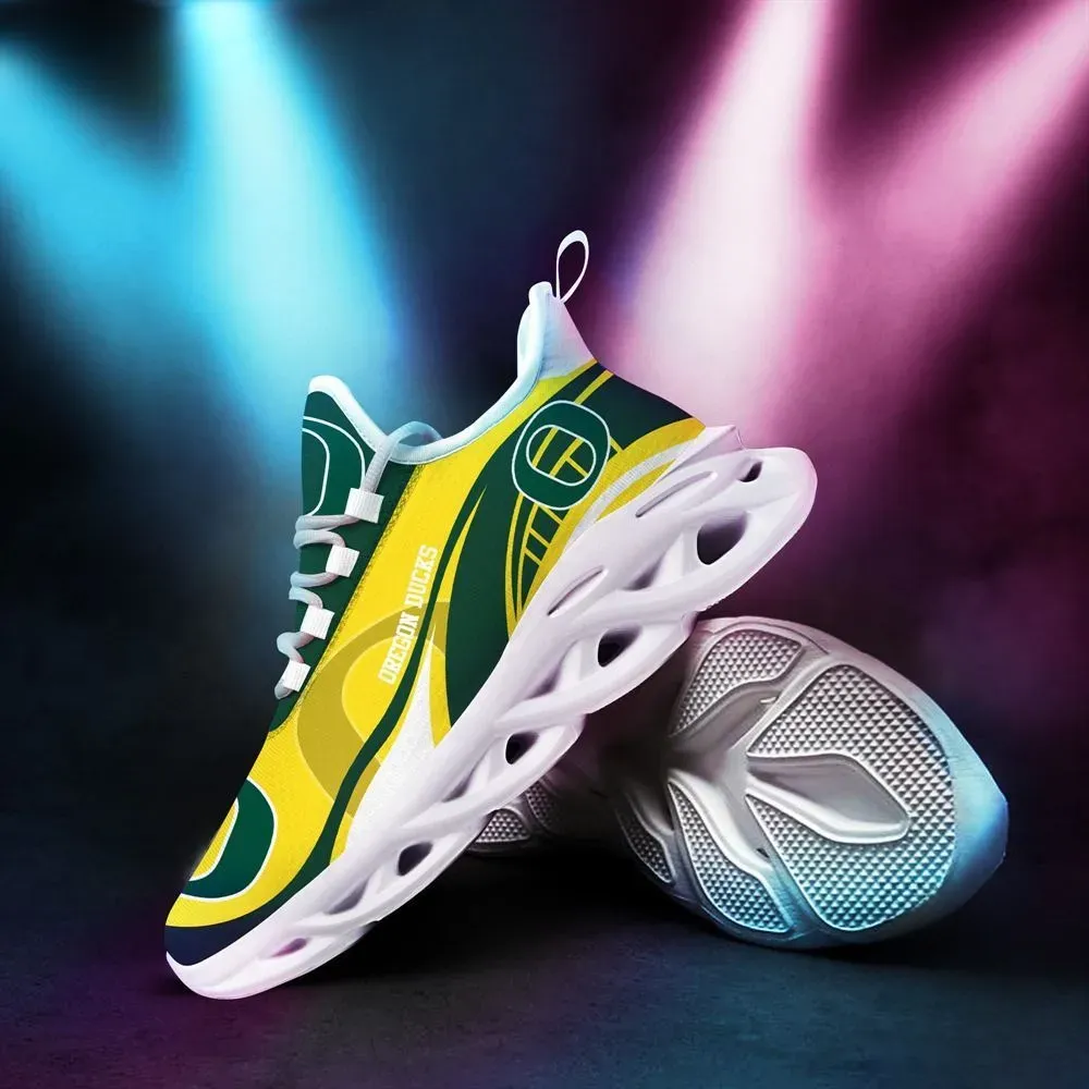 Oregon Ducks NCAA Max Soul Shoes, Green and Yellow College Football Sneakers, Eugene Fan Lace-Up Running Trainers for Men and Women, Gift