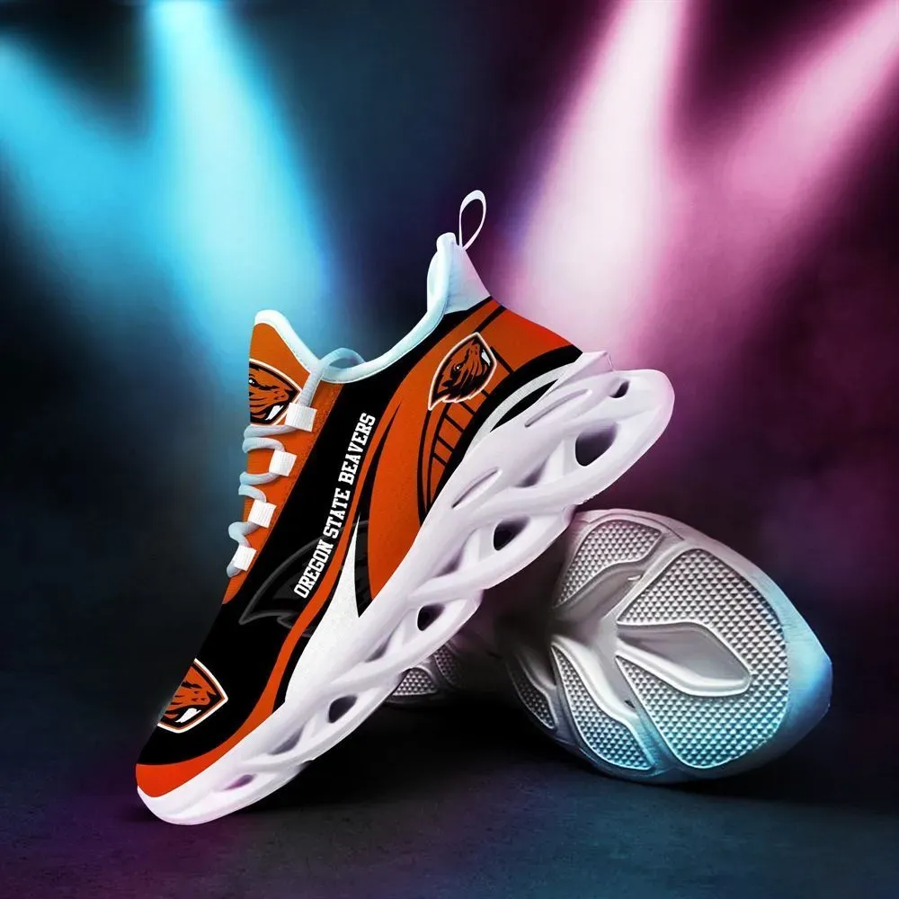 Oregon State Beavers NCAA Max Soul Shoes, Orange and Black College Football Sneakers, Corvallis Fan Running Trainers for Men and Women