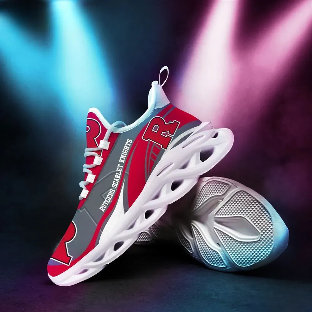 Rutgers Scarlet Knights NCAA Max Soul Shoes, Red and Grey College Sneakers, New Jersey Fan Running Trainers for Men and Women, Gift