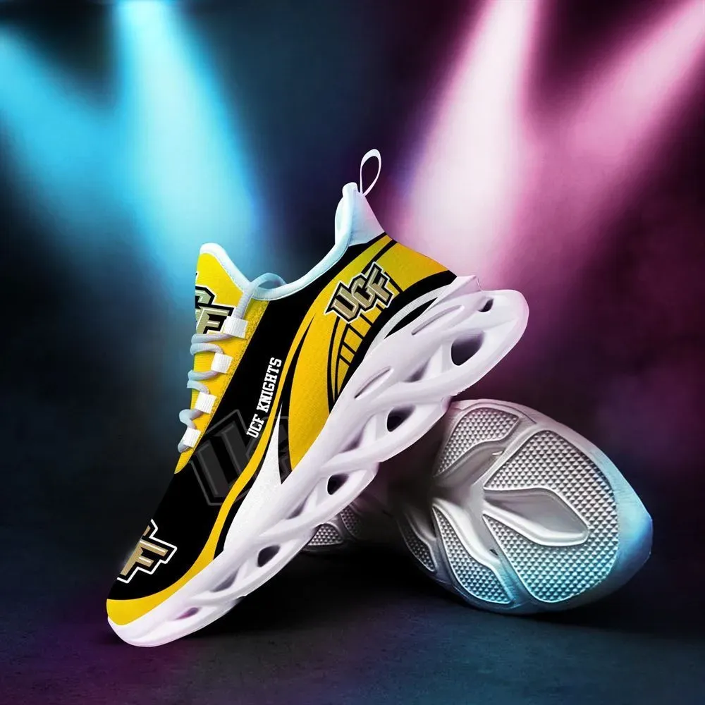 UCF Knights NCAA Max Soul Shoes, Black and Gold College Fan Sneakers, Lace-Up Running Trainers for Men and Women, Football Game Day Gift