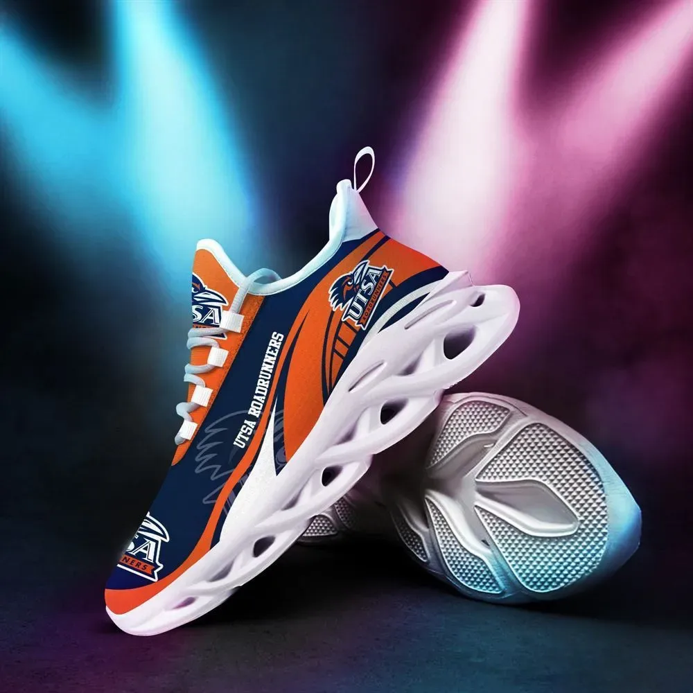 NCAA UTSA Roadrunners Max Soul Shoes, Orange and Navy College Football Sneakers, San Antonio Game Day Gift for Fans and Alumni