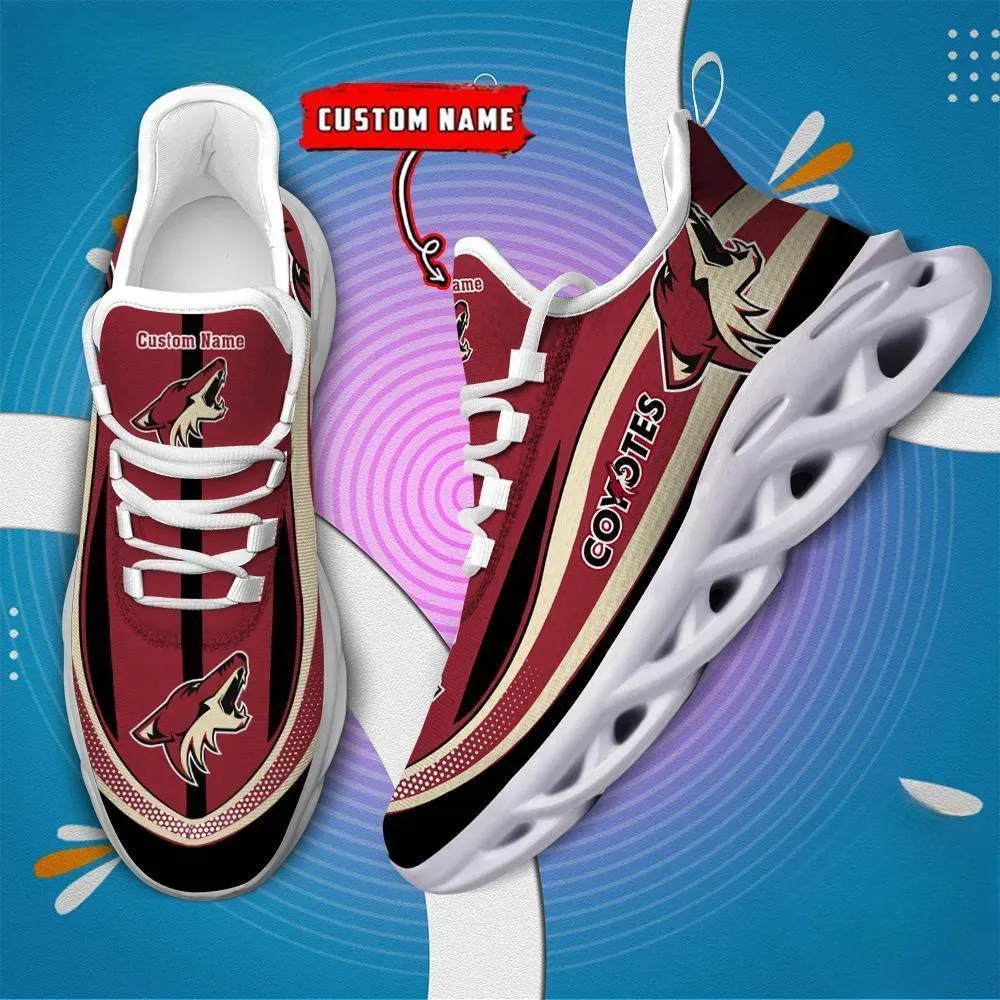 NHL Arizona Coyotes Clunky Max Soul Shoes with Custom Name, Red Hockey Fan Sneakers, Game Day Gift for Men and Women, Lace-Up Walking Trainers