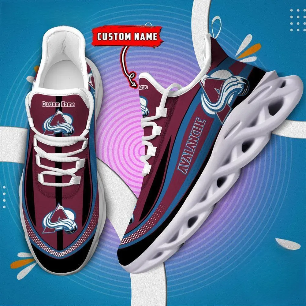 NHL Colorado Avalanche Clunky Max Soul Shoes with Custom Name, Burgundy Hockey Fan Sneakers, Game Day Gift for Men and Women, Lace-Up Trainers
