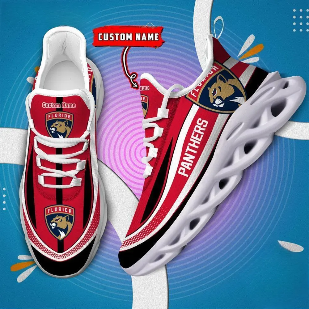 NHL Florida Panthers Clunky Max Soul Shoes with Custom Name, Red Hockey Fan Sneakers, Personalized Gift for Men and Women, Lace-Up Trainers